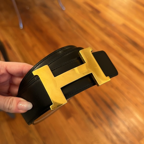 HERMES worn twice H belt buckle & Reversible leather strap 34 mm - Picture 7 of 8